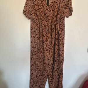 SHEIN Brown Leopard Print Jumpsuit